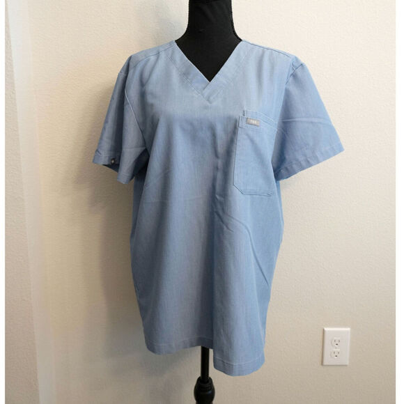 Figs Light Blue Men's Scrub Top Medium - Picture 2 of 6